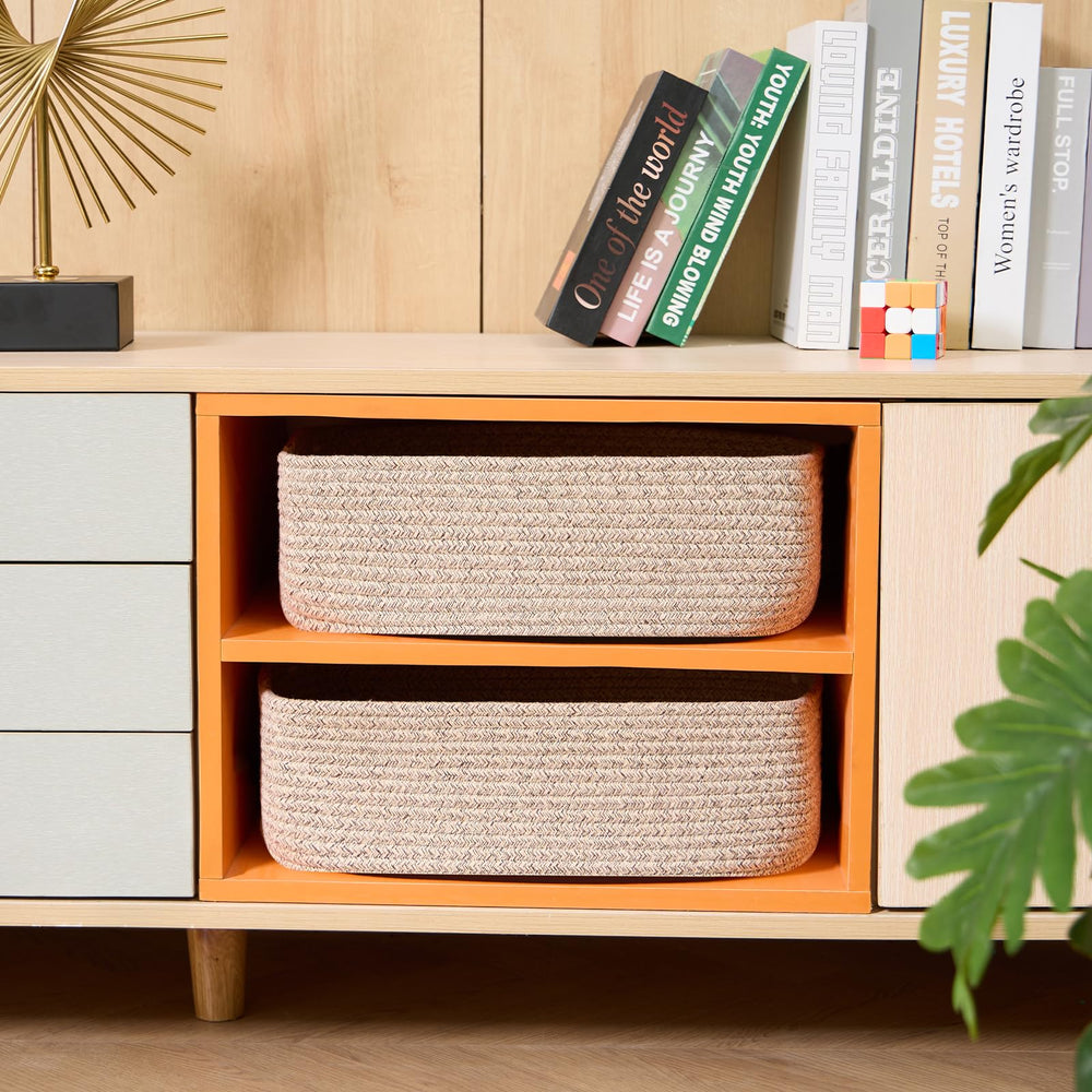 MiniArk basket in dresser nook shows stylish texture for modern rooms.