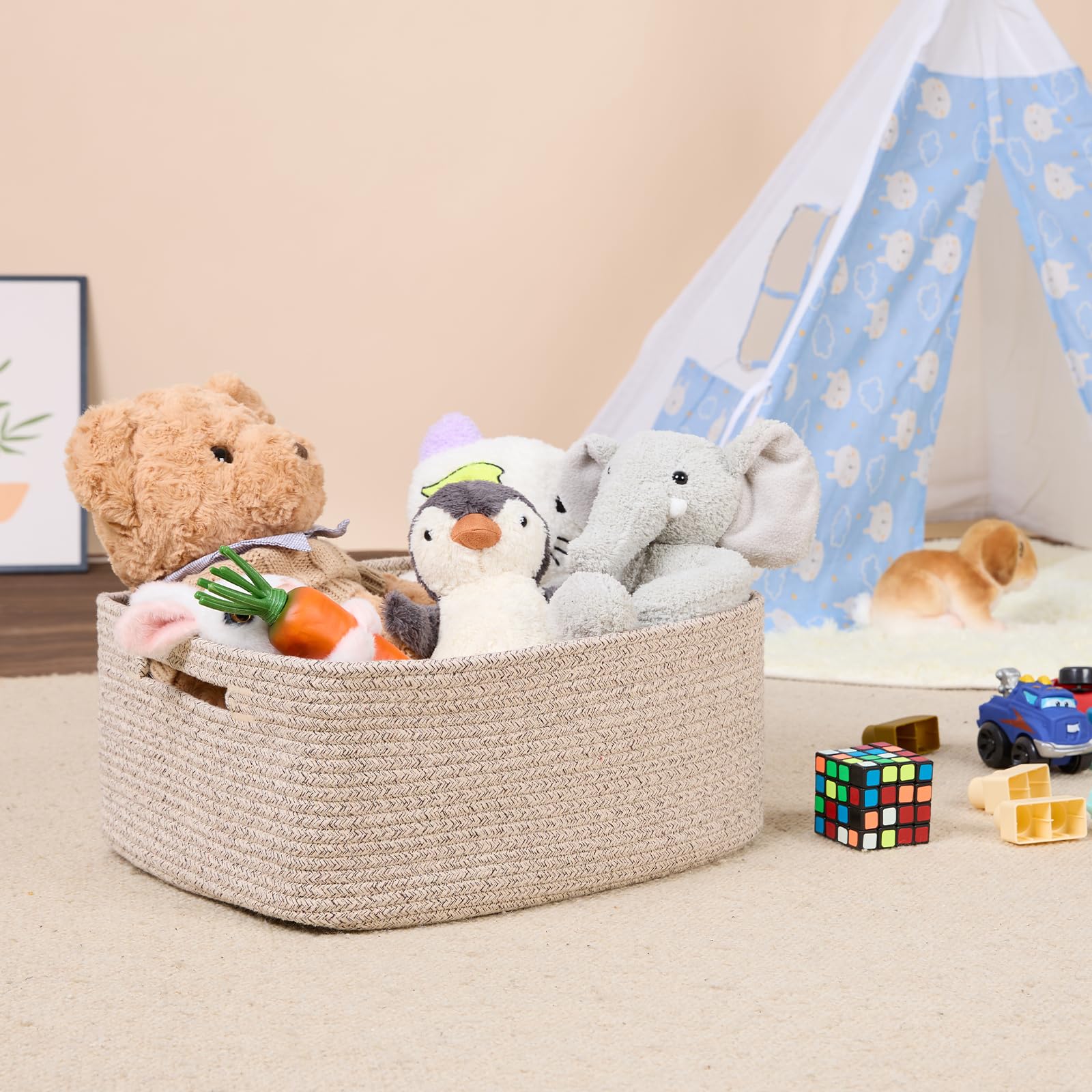 MiniArk basket used as toy bin in a playroom
