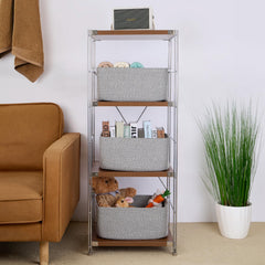 MiniArk blanket and towel basket adds soft texture to bathroom or nursery.