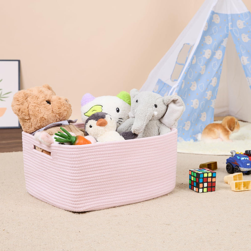 MiniArk closet organization basket closeup highlights soft-pink material