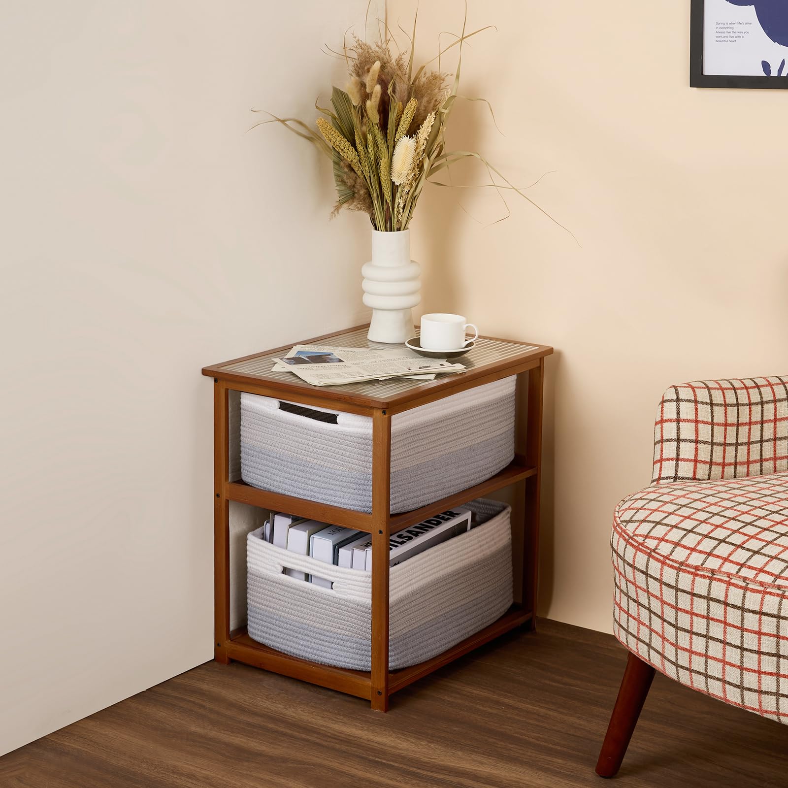 MiniArk closet organization basket shown on a shelf for clutter reduction