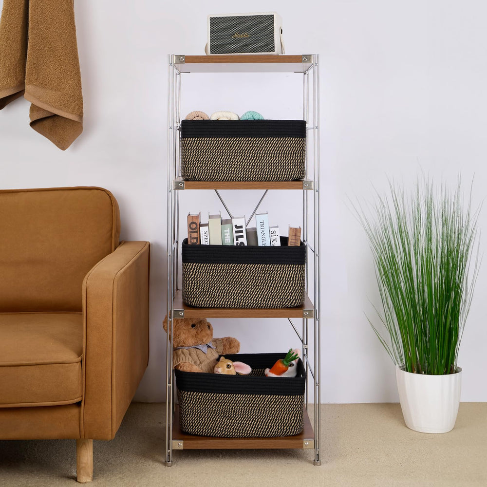 MiniArk closet organizer basket neatly holds clothes and toys.