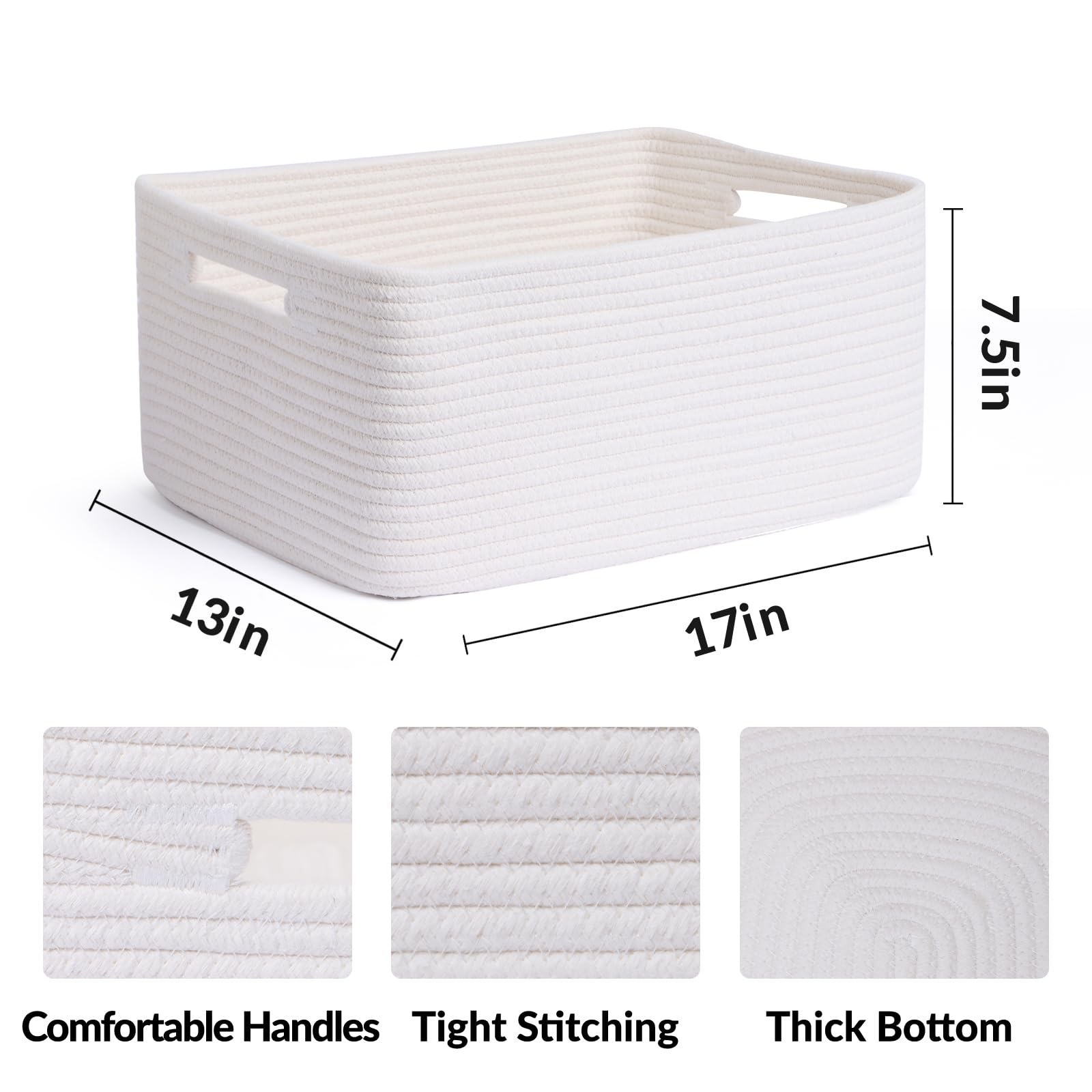 MiniArk cotton rope baskets close-up shows soft, natural fibers ideal for nurseries.