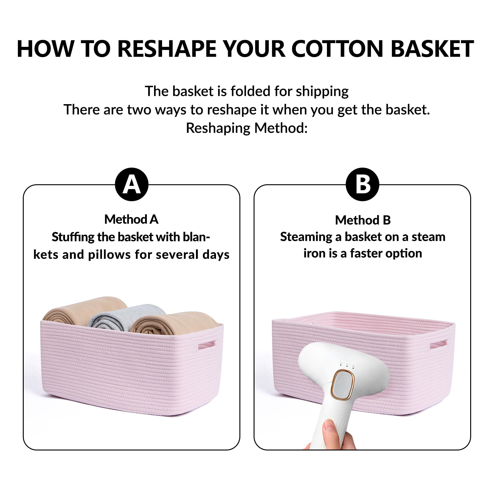 MiniArk baskets arrive folded and reshape easily after unpacking.