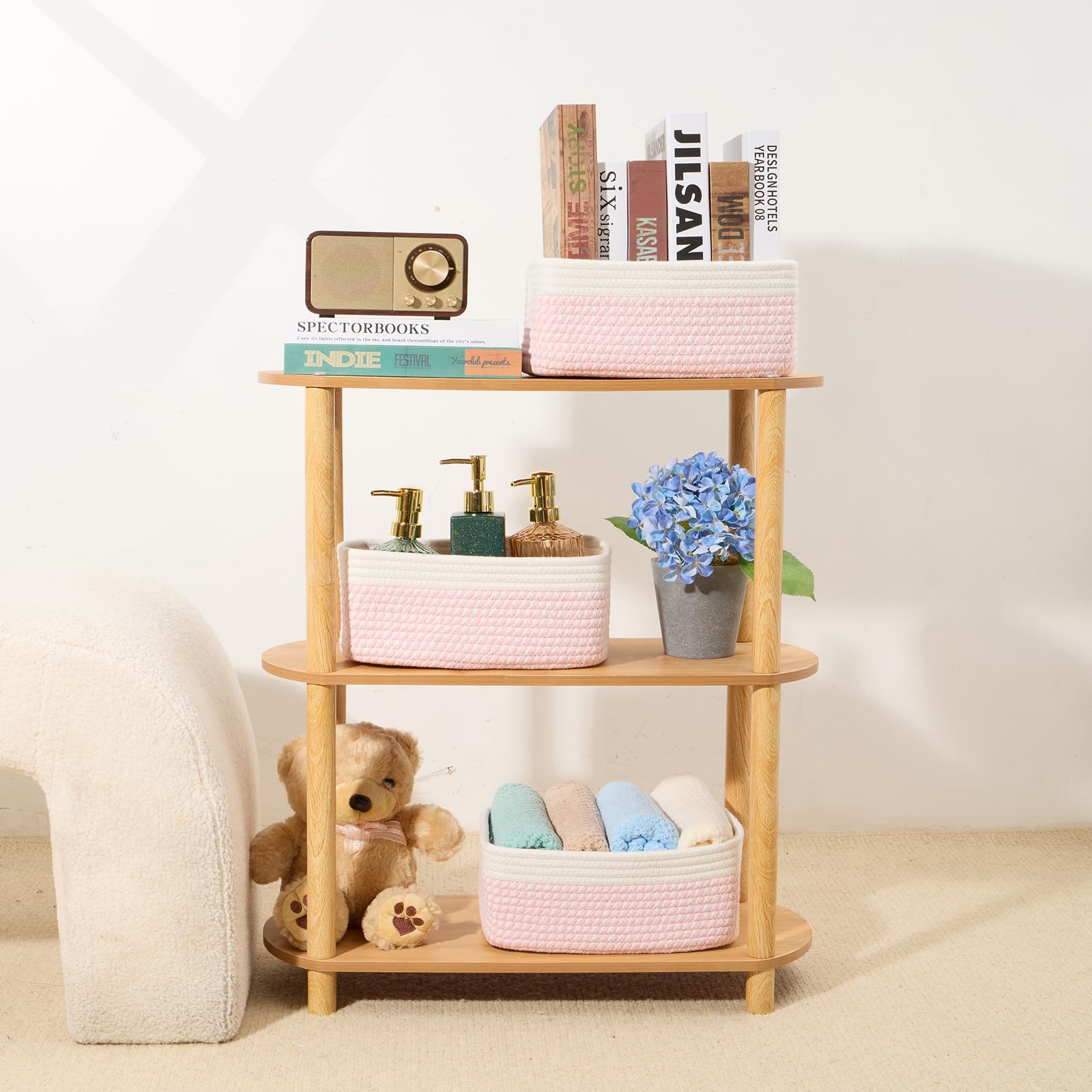 Basket folded and shipped with easy shaping guidance.