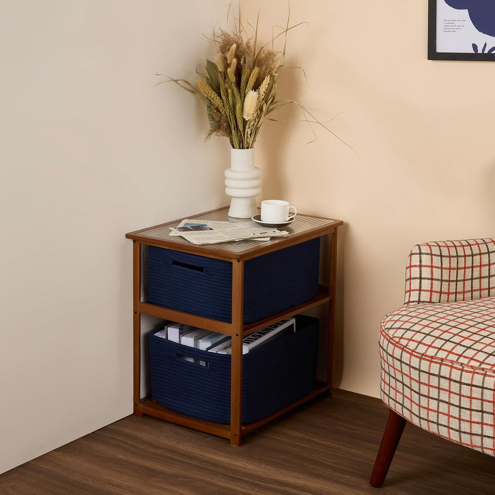 MiniArk gift-ready storage basket ships folded for easy gifting in navy blue
