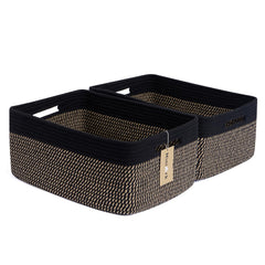 MiniArk large brown woven rope basket front view for closet organization