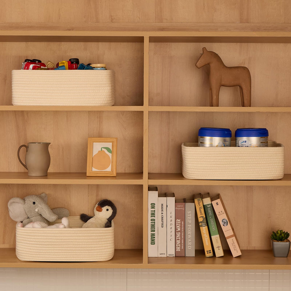 MiniArk large shallow beige basket, unfolded after unpacking, reshapes quickly.