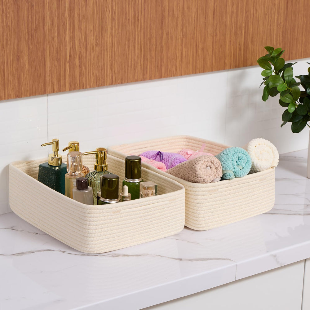 MiniArk large shallow beige basket in a nursery, safe and soft rope design.