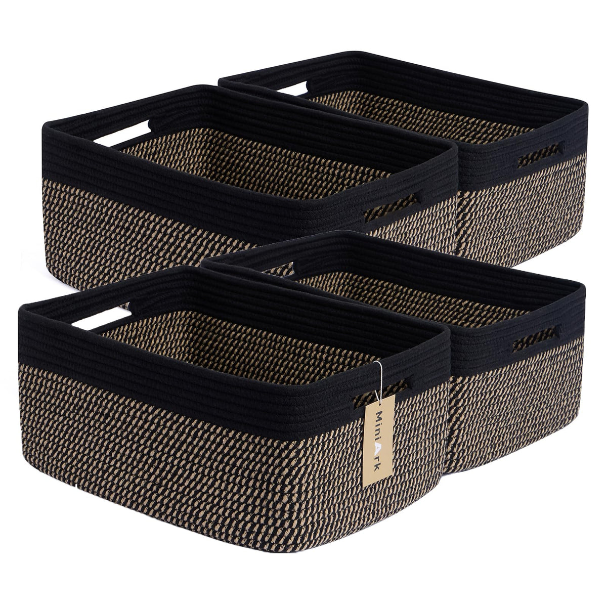 MiniArk large rectangular storage basket on a shelf for organized closet storage.