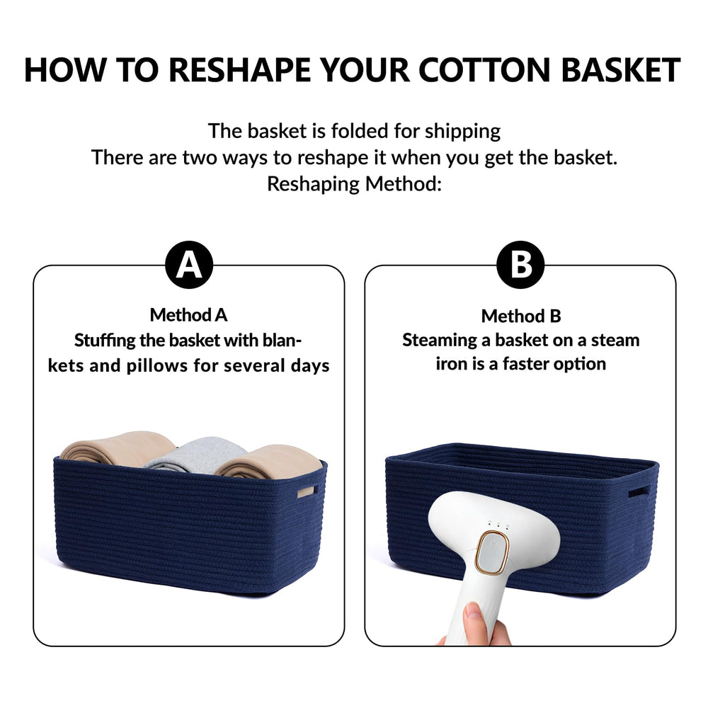 MiniArk large capacity basket ideal for clothes towels and blankets in navy blue