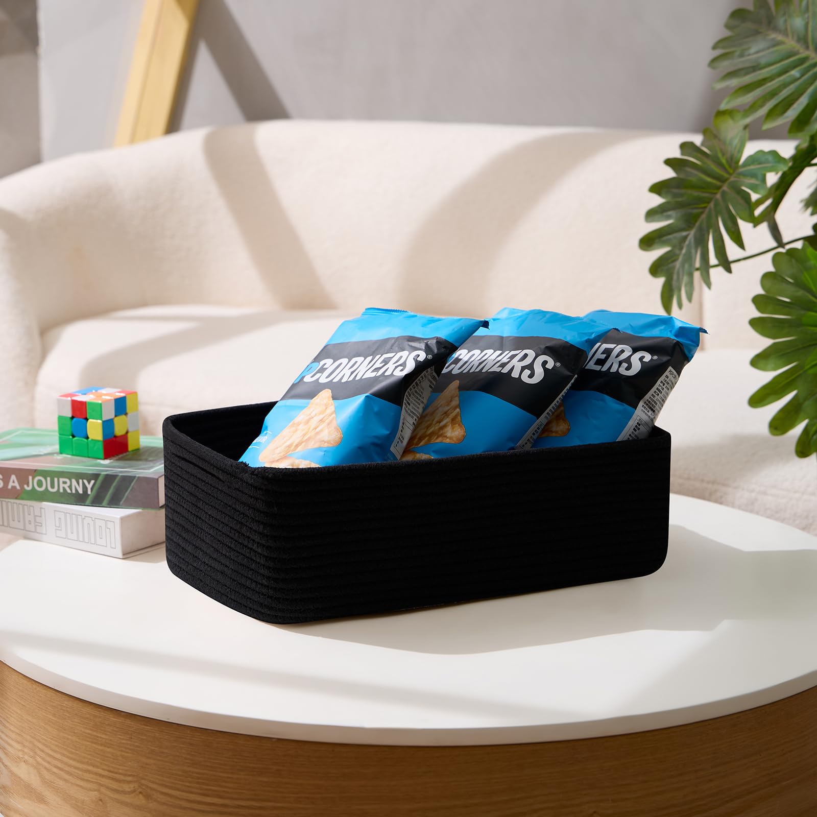 MiniArk basket on dresser showing compact storage and easy access.