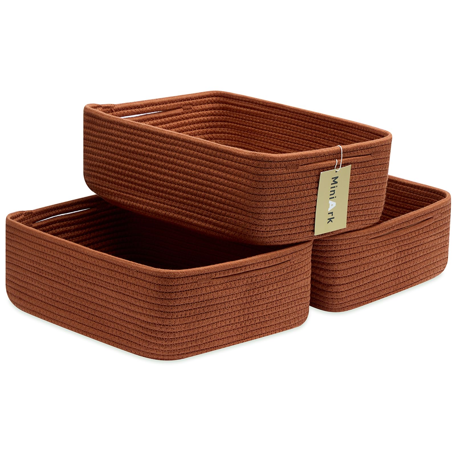 MiniArk large shallow basket front view in red, perfect for organized bathroom storage.
