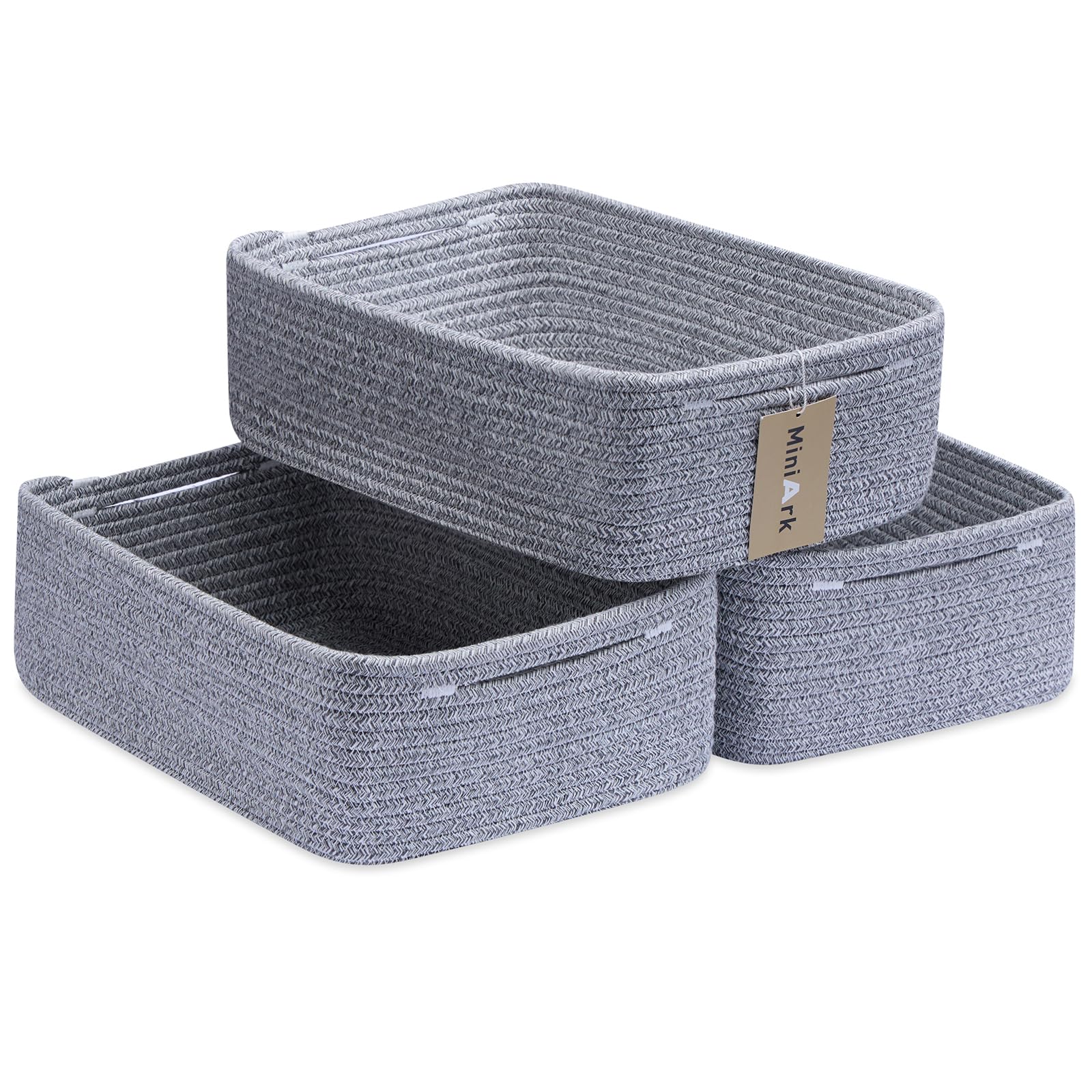 MiniArk large shallow basket for towel storage, adding organization and texture to spaces.