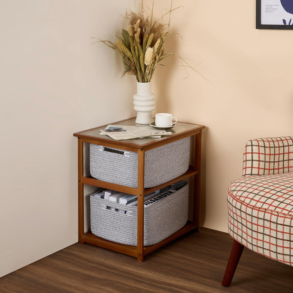 MiniArk stackable basket on shelf saves space and creates order.