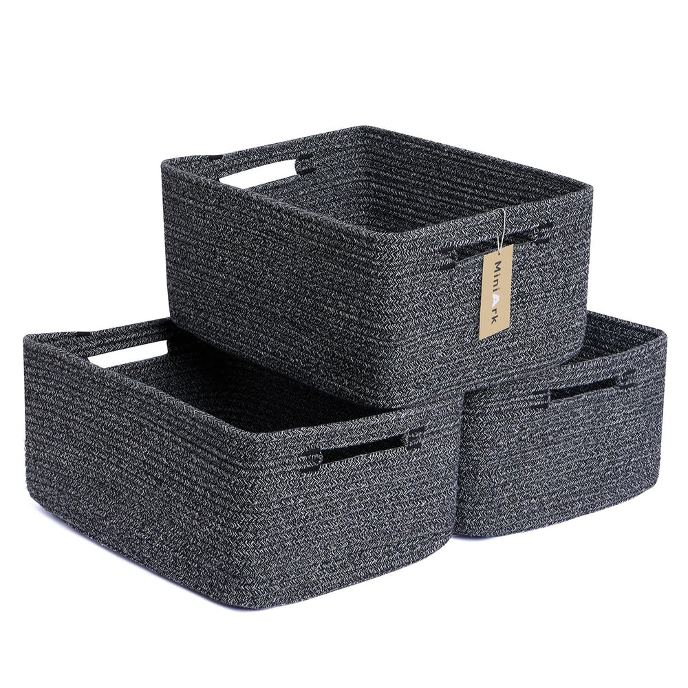 MiniArk large storage basket front view shows sturdy rope weave for closet organization