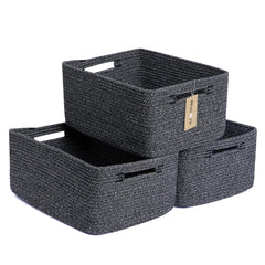 MiniArk large storage basket front view shows sturdy rope weave for closet organization
