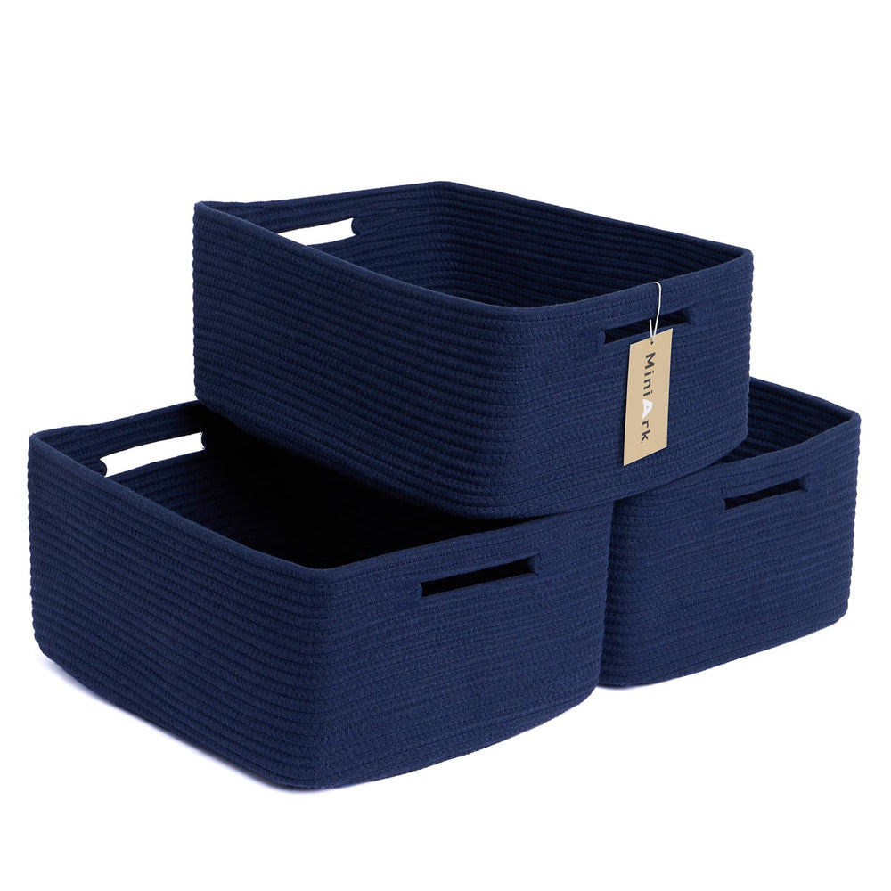 MiniArk large storage basket rectangle navy blue for closet organization