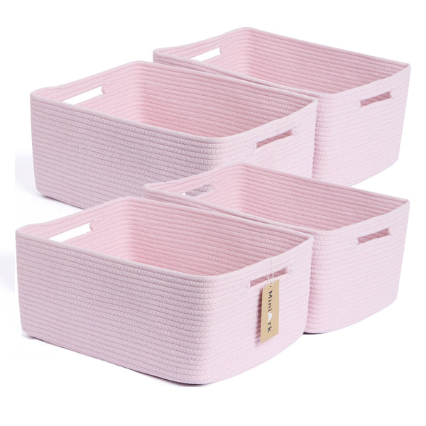 MiniArk large storage baskets folded neatly, showing soft cotton rope and baby-friendly design.