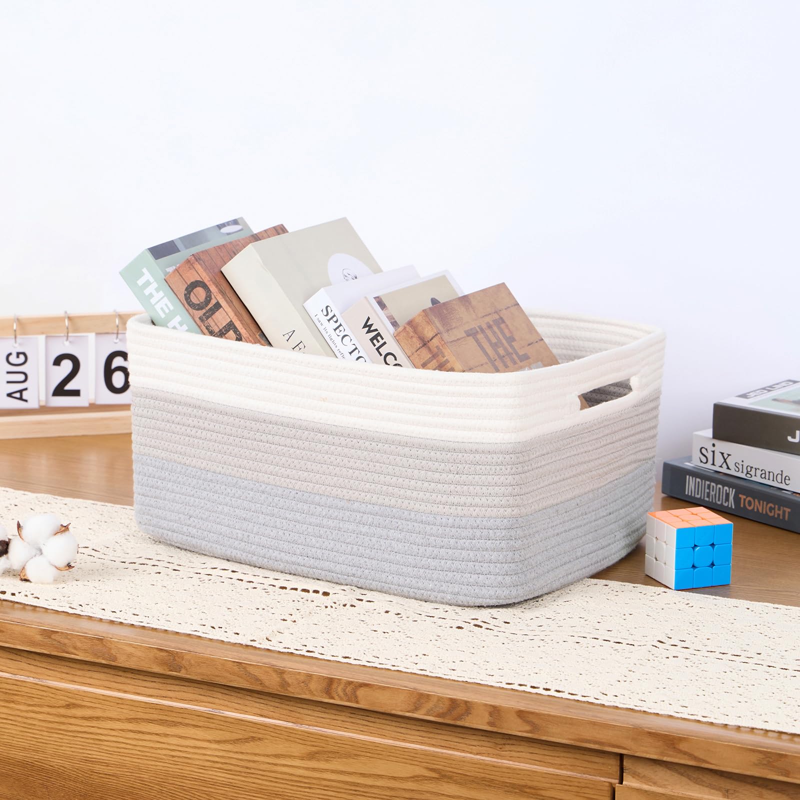 MiniArk blanket and towel basket adds warmth and organized storage.