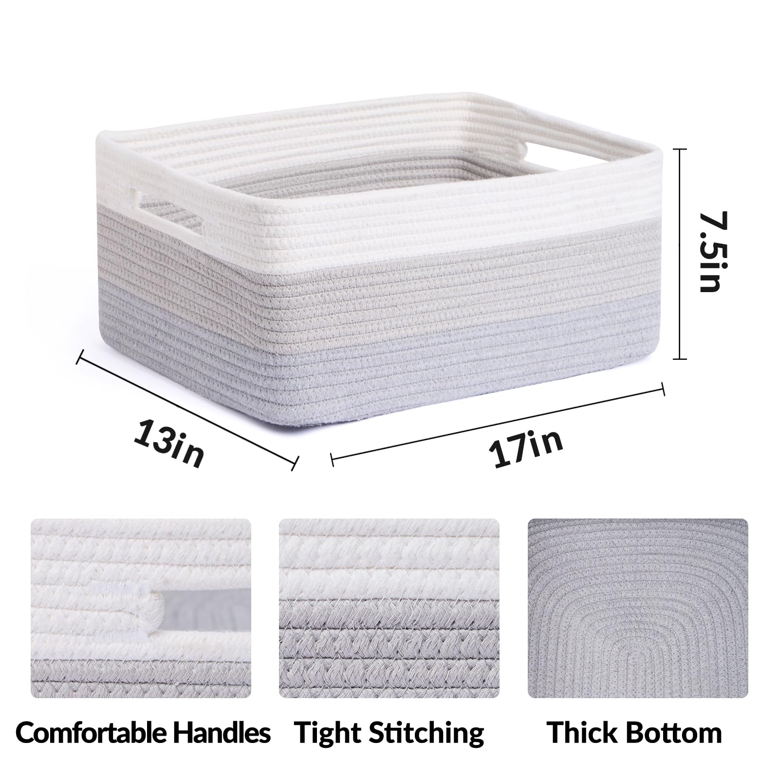 MiniArk gradient grey basket in a closet, ideal for clothes and accessories.