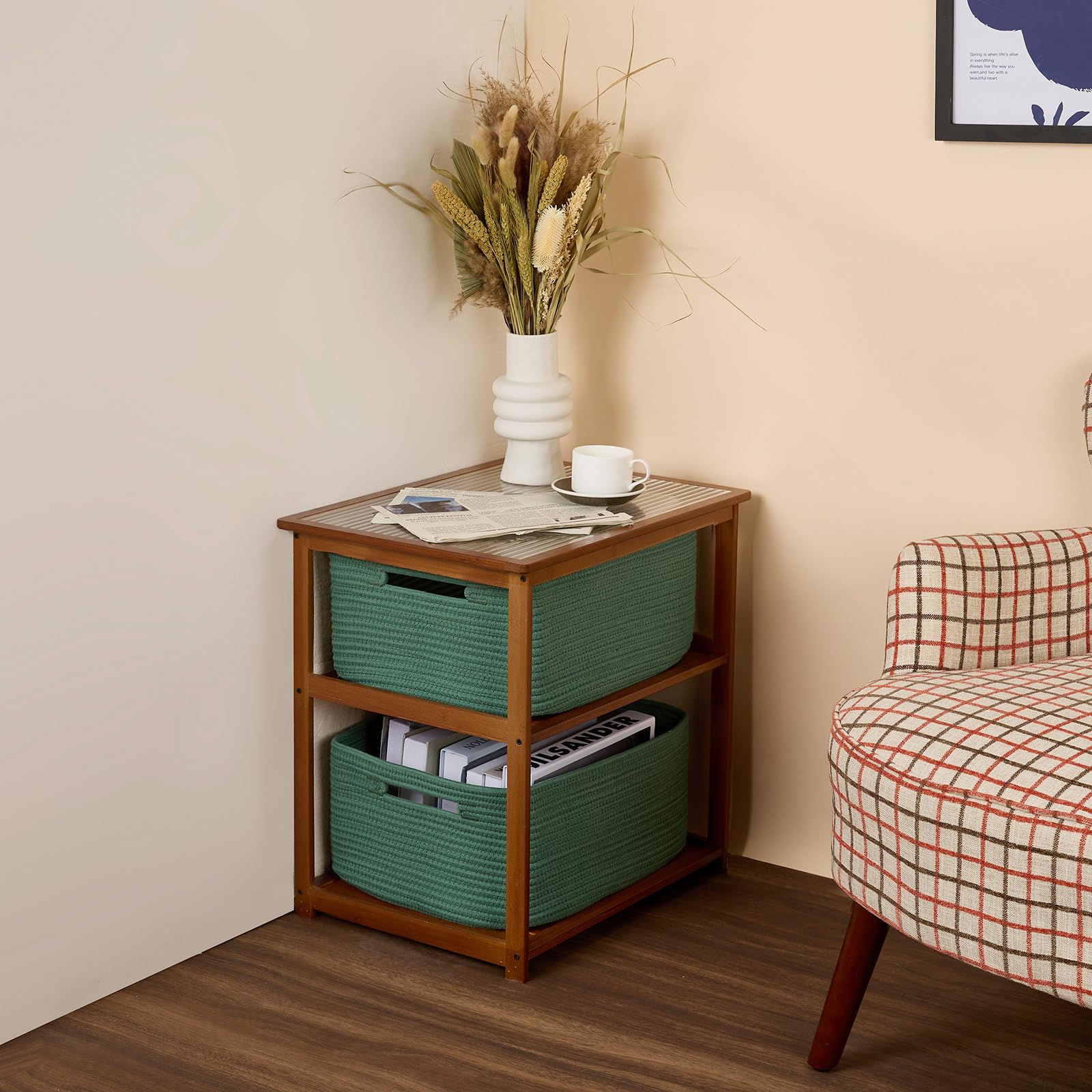 MiniArk large storage baskets in green — packaged folded, ready to shape.