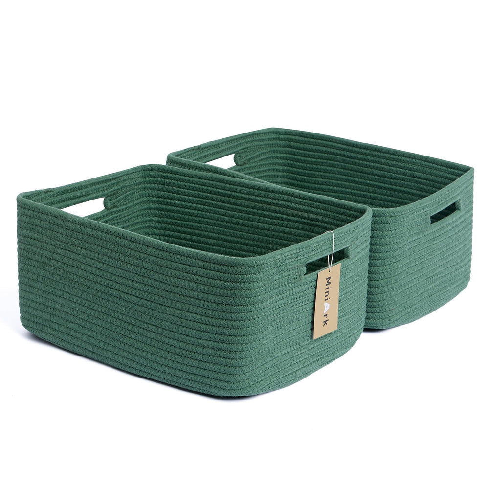 MiniArk large storage basket on a shelf showing ample capacity for clothes and blankets.