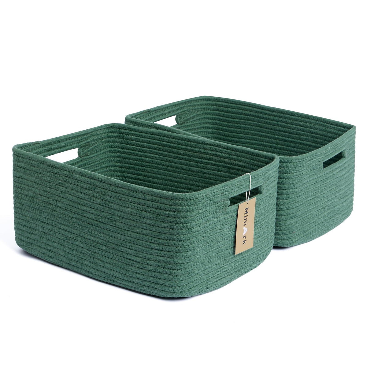 MiniArk large storage basket on a shelf showing ample capacity for clothes and blankets.