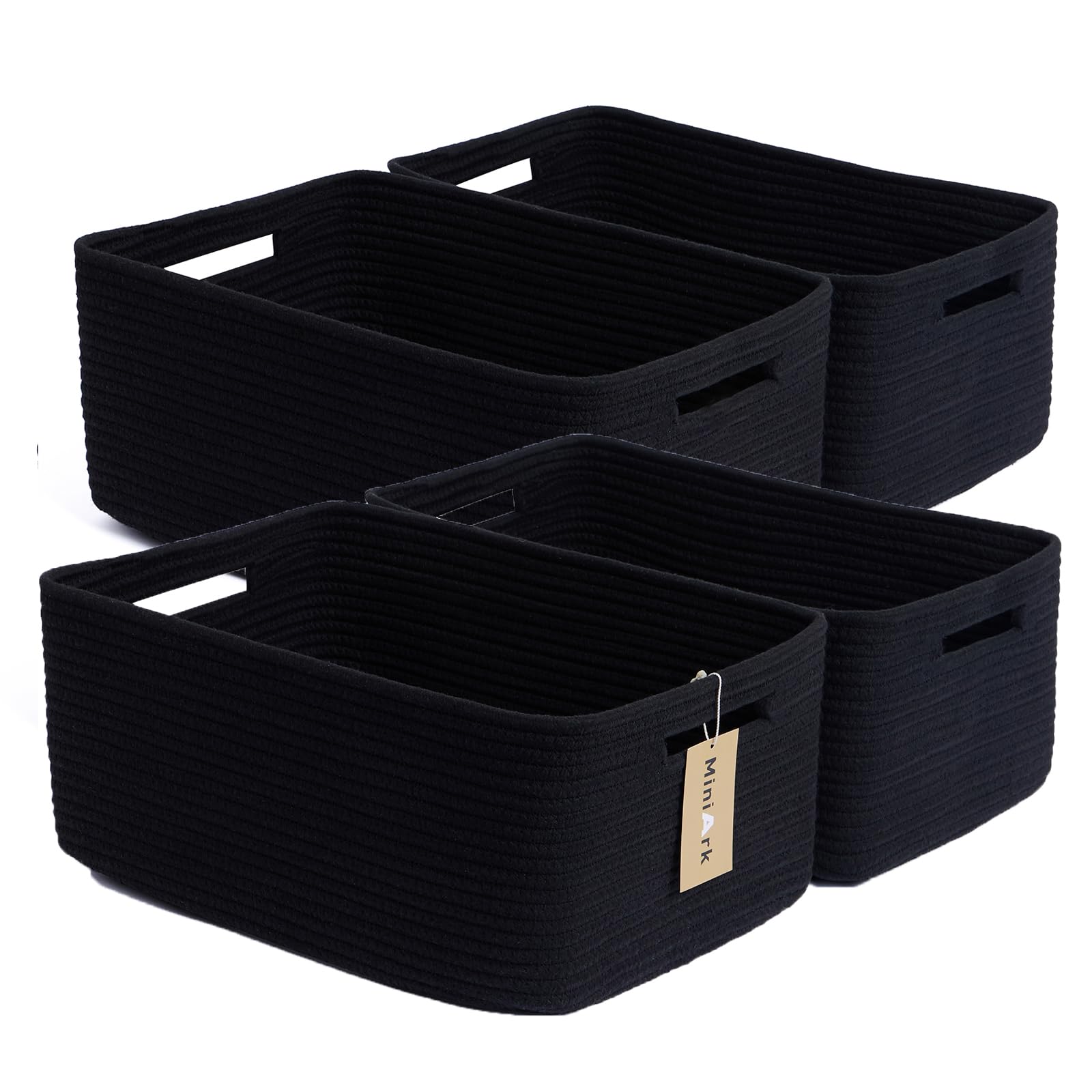 MiniArk large storage baskets front view showing ample capacity for clothes and blankets