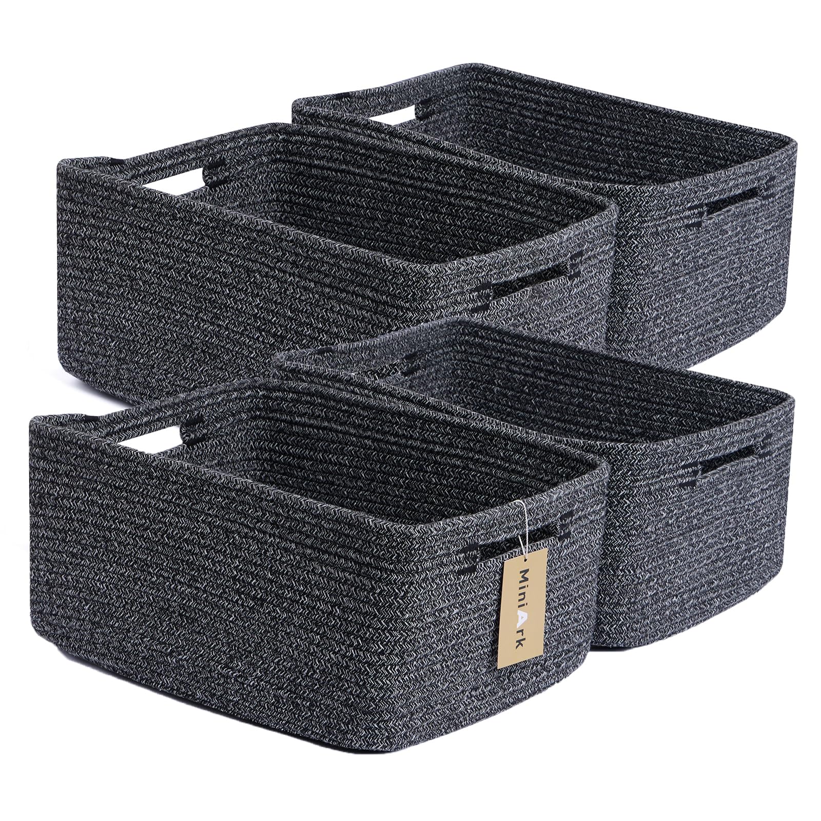 MiniArk large storage baskets front view in dark gray for closet organization