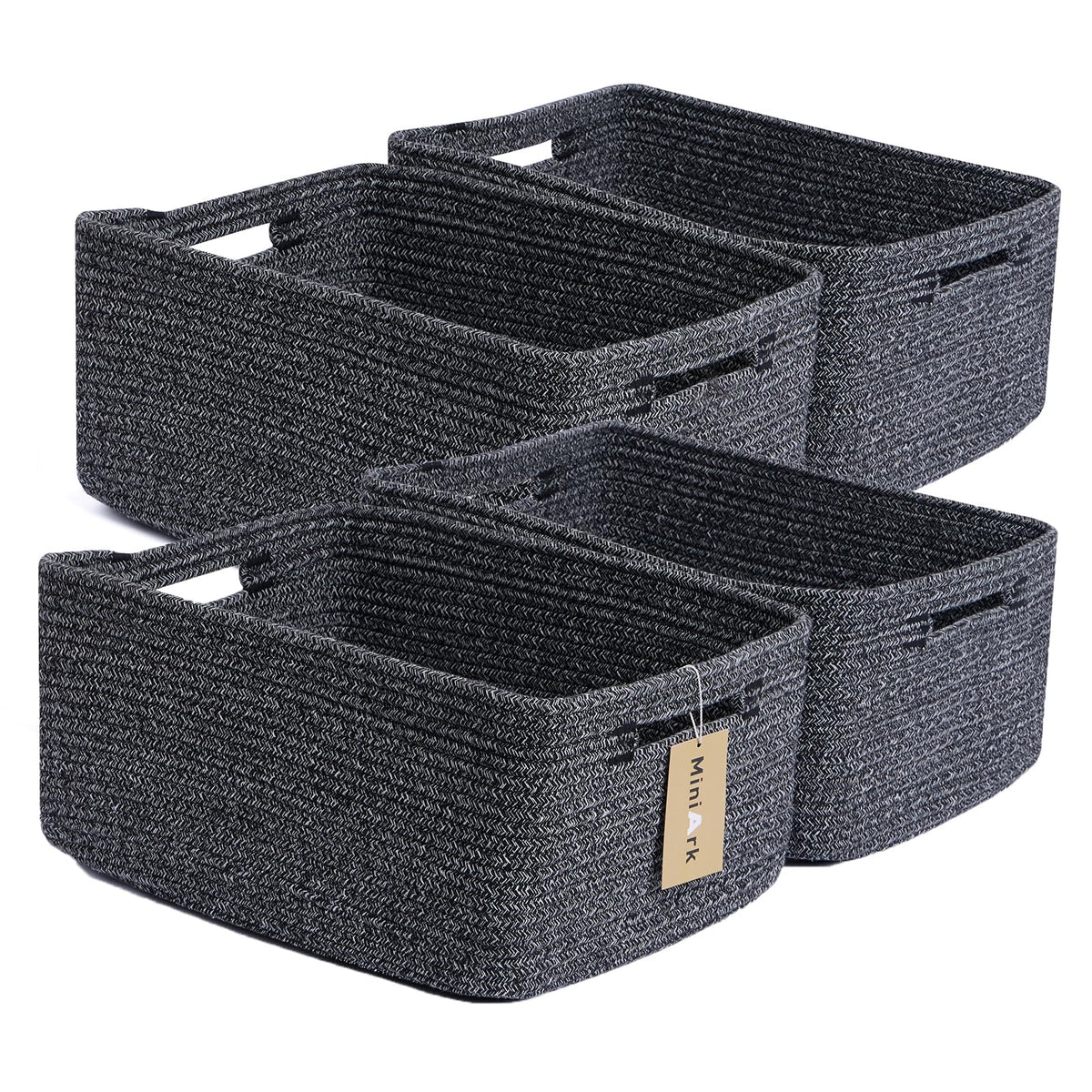 MiniArk large storage baskets front view in dark gray for closet organization