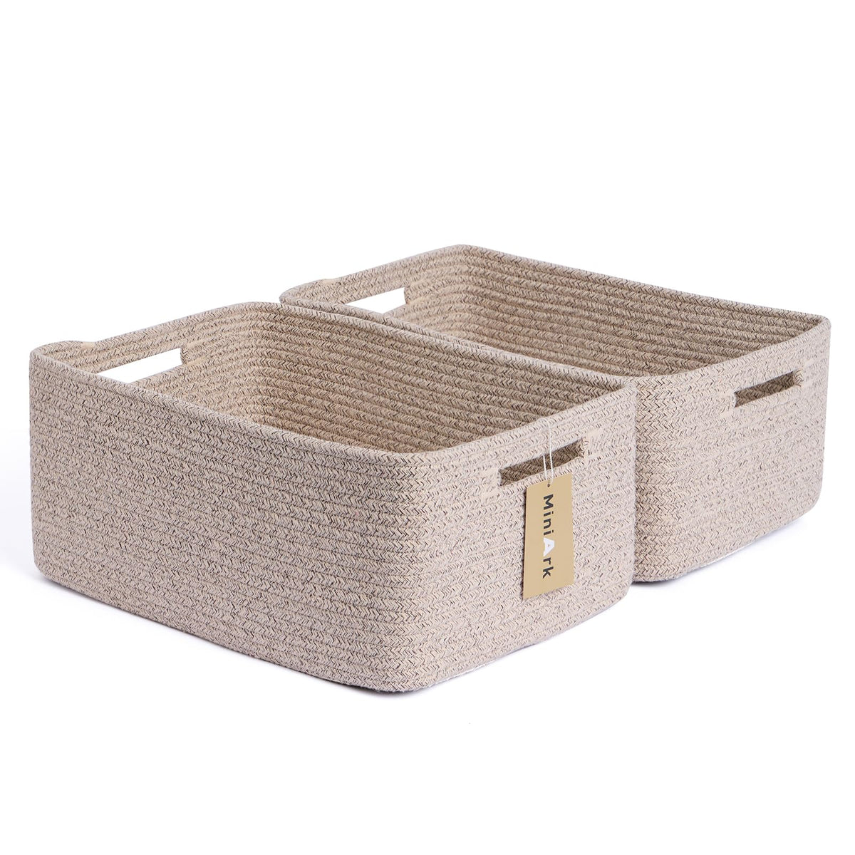 MiniArk large storage basket on a shelf, ideal for clothes and blankets.