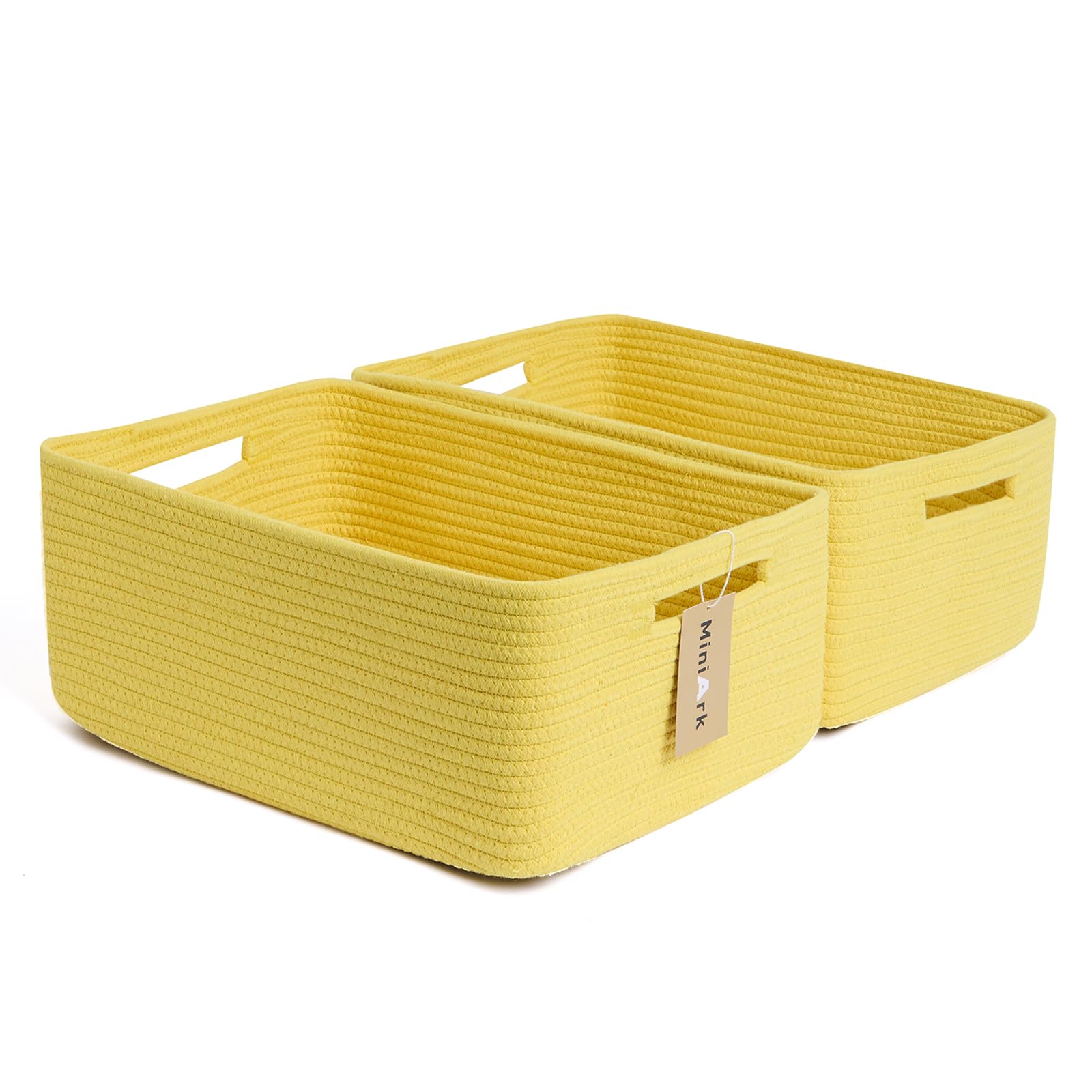 MiniArk large storage baskets for shelves neatly organize clothing and blankets.