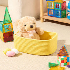 MiniArk nursery-safe basket close-up shows soft cotton rope and no odor.