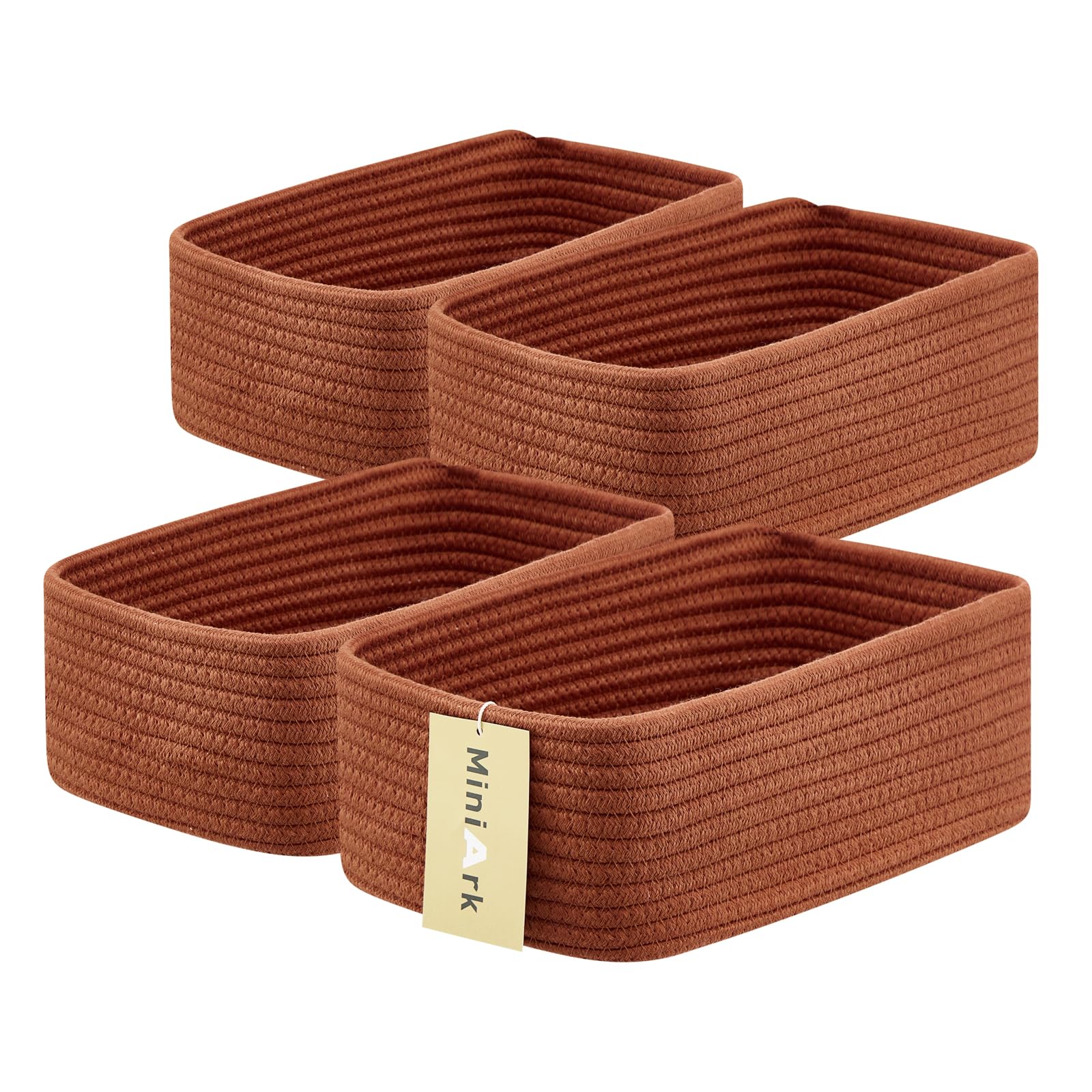 MiniArk oxide red small storage baskets set, front view for compact home organization.
