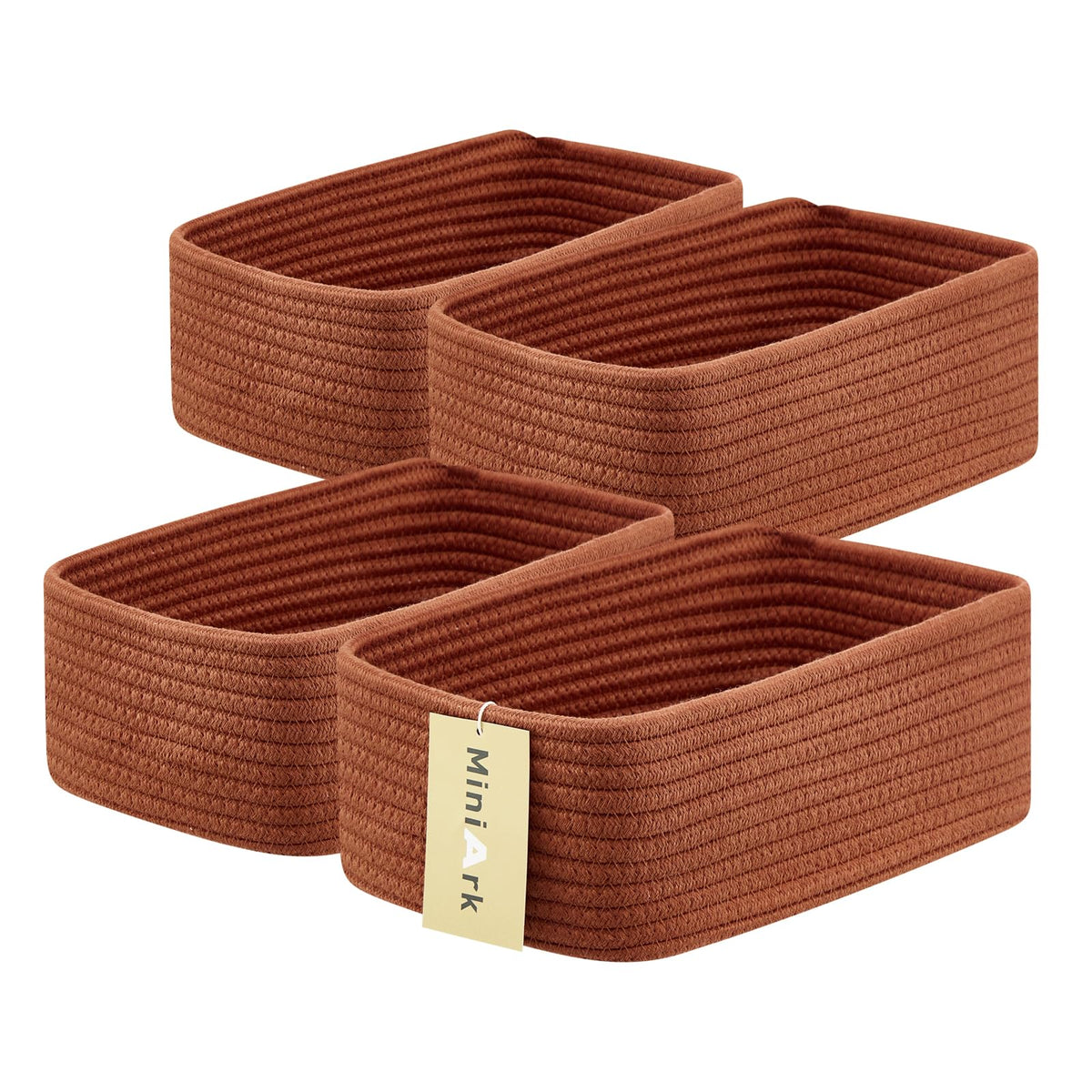 MiniArk oxide red small storage baskets set, front view for compact home organization.