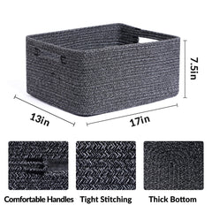 MiniArk rectangle baskets measuring 17x13x7.5 inches keeping toys neatly organized.