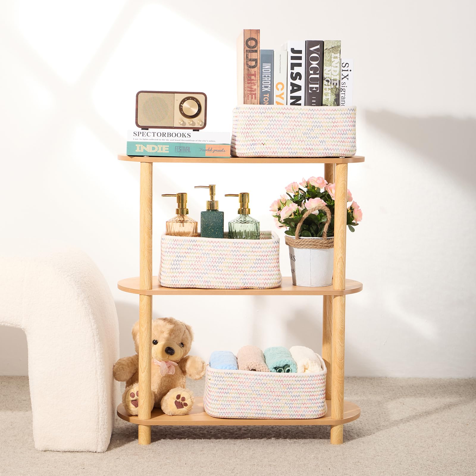 MiniArk shallow basket fits desks for quick-access essentials.