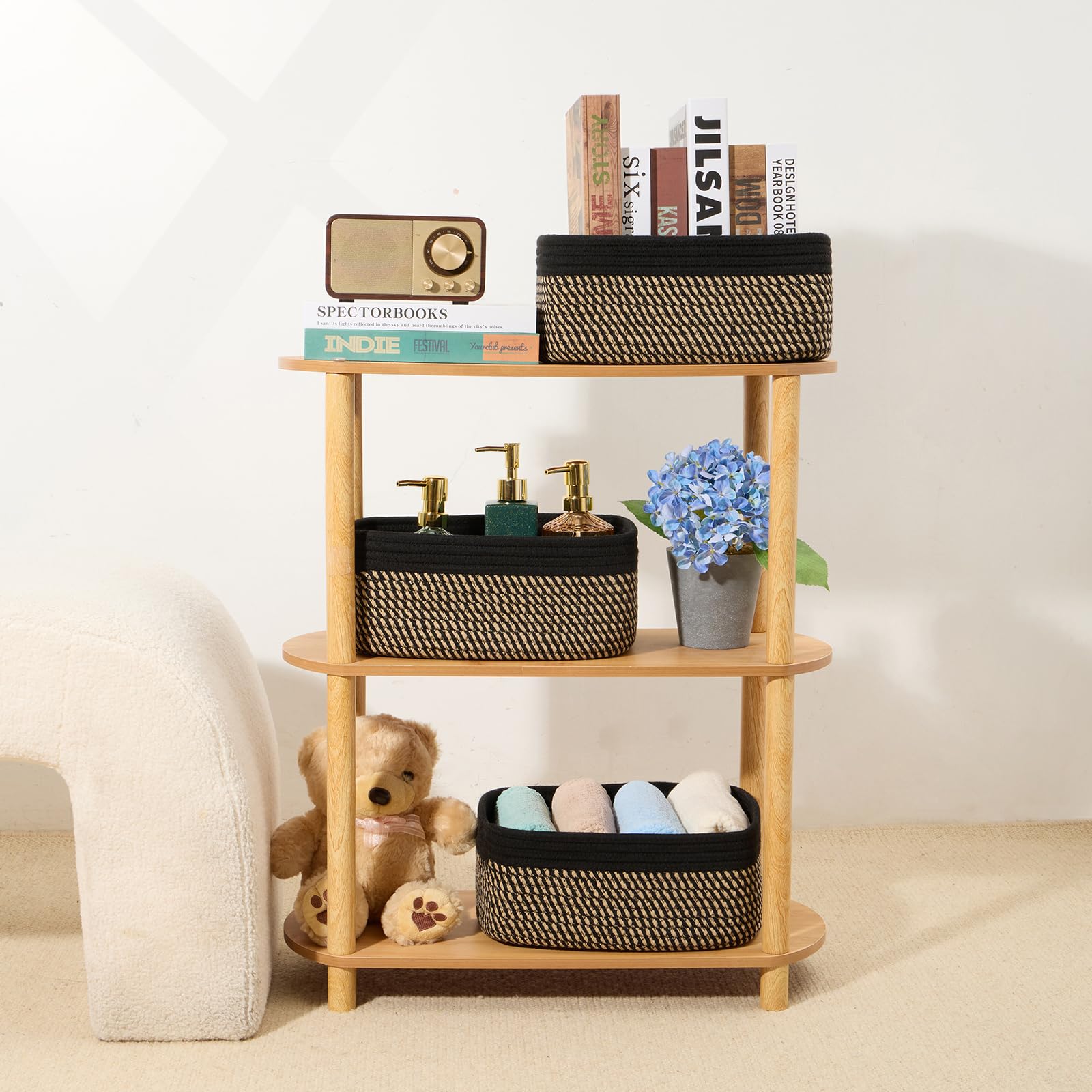 MiniArk shallow basket suited for towels, papers, and odds ends.