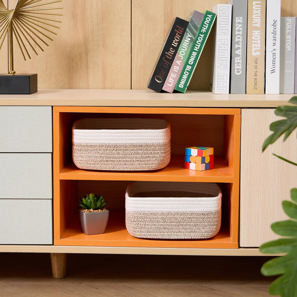 MiniArk shelf decorative basket adds style while concealing clutter.