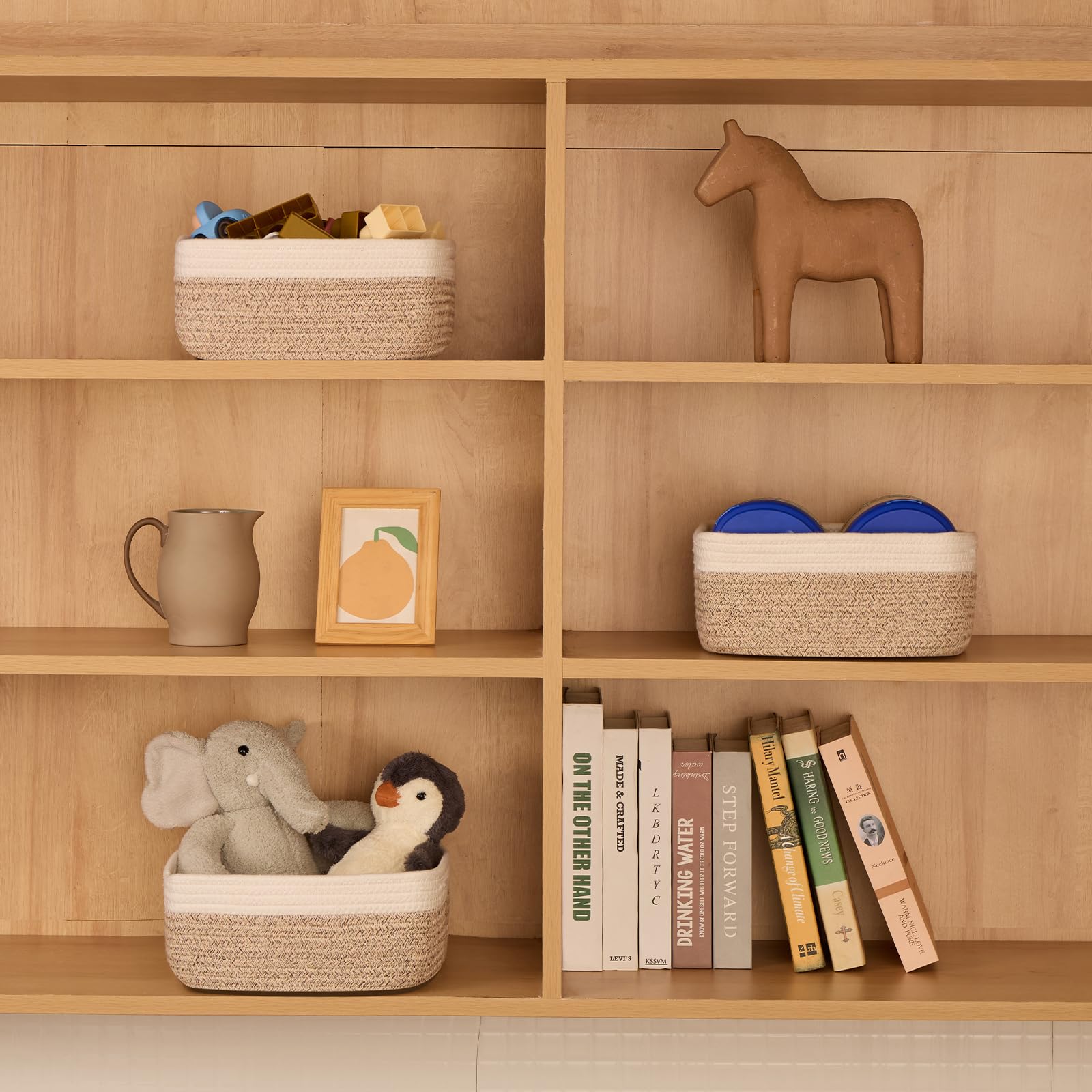 MiniArk toy organizer basket neatens kids' play area.