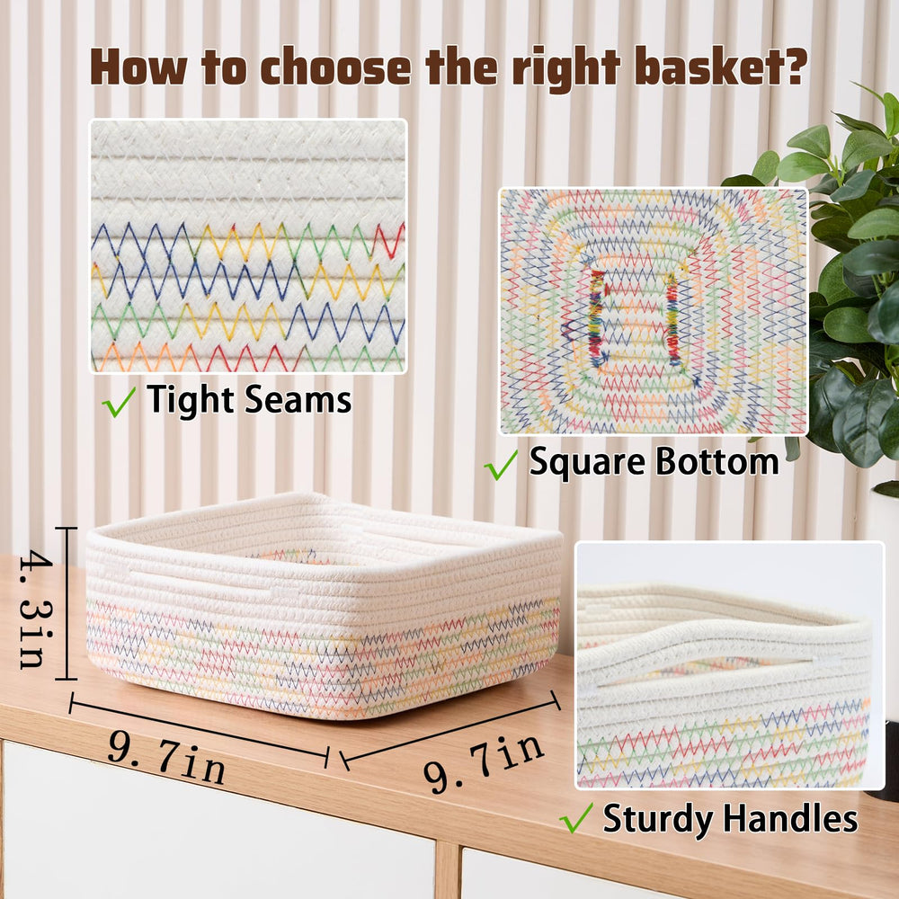 MiniArk small square shallow basket for cosmetics, declutters vanity area.