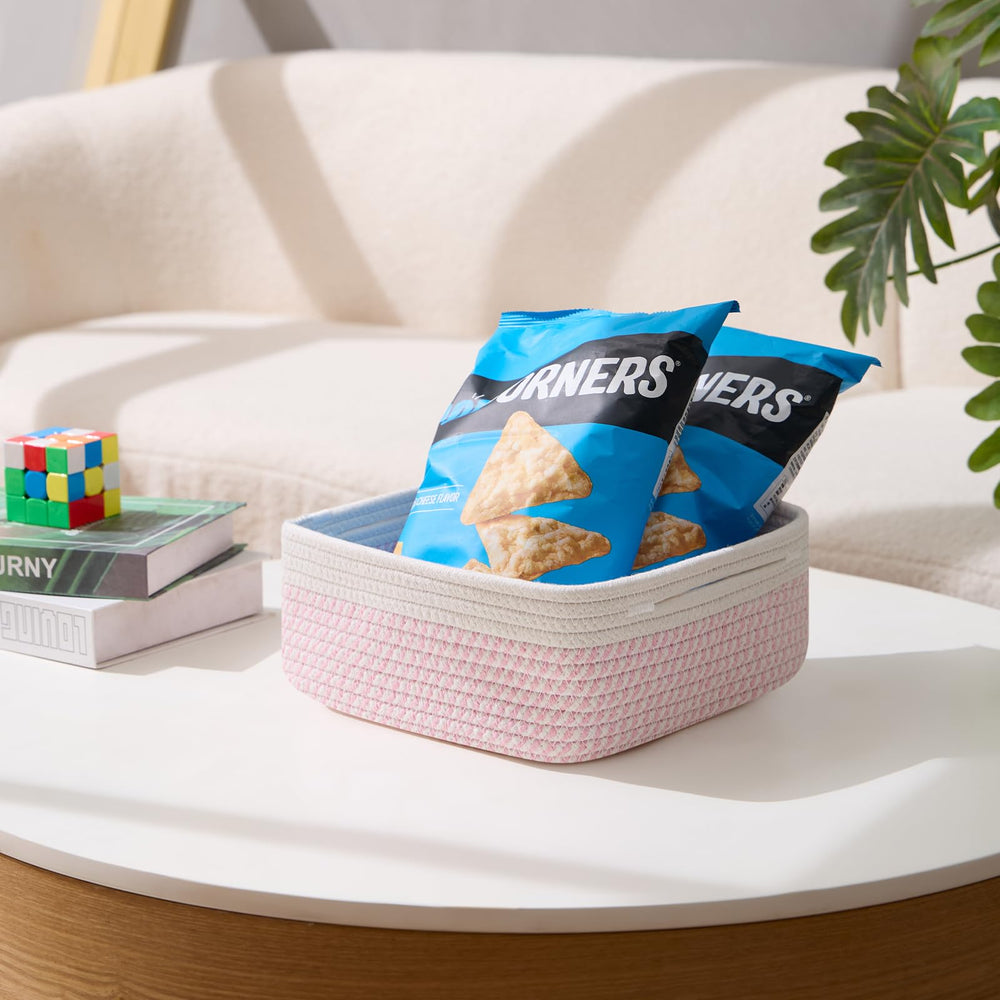 MiniArk small square shallow basket adds decor while organizing gifts.
