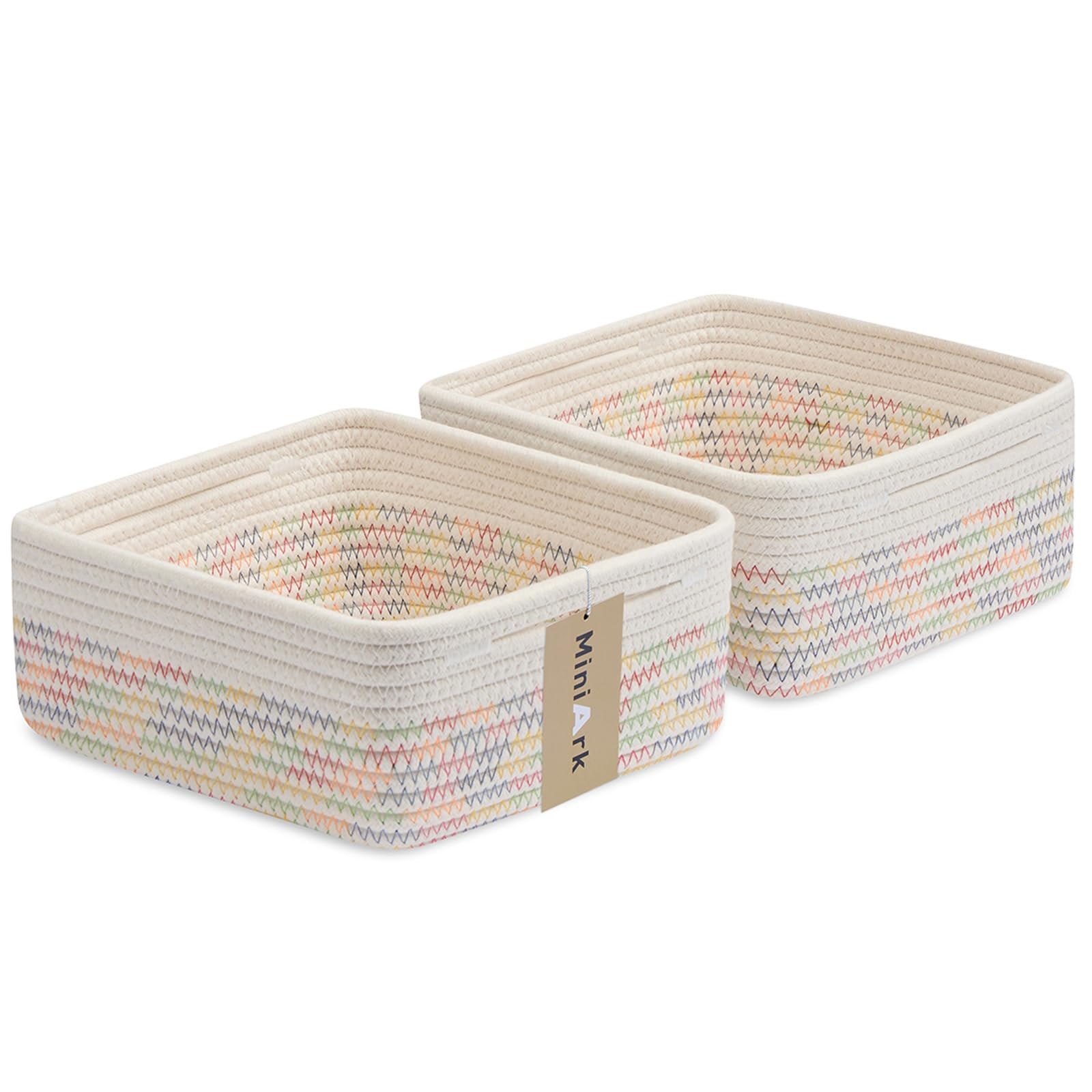 MiniArk small square shallow basket for remote storage, keeps living room tidy.