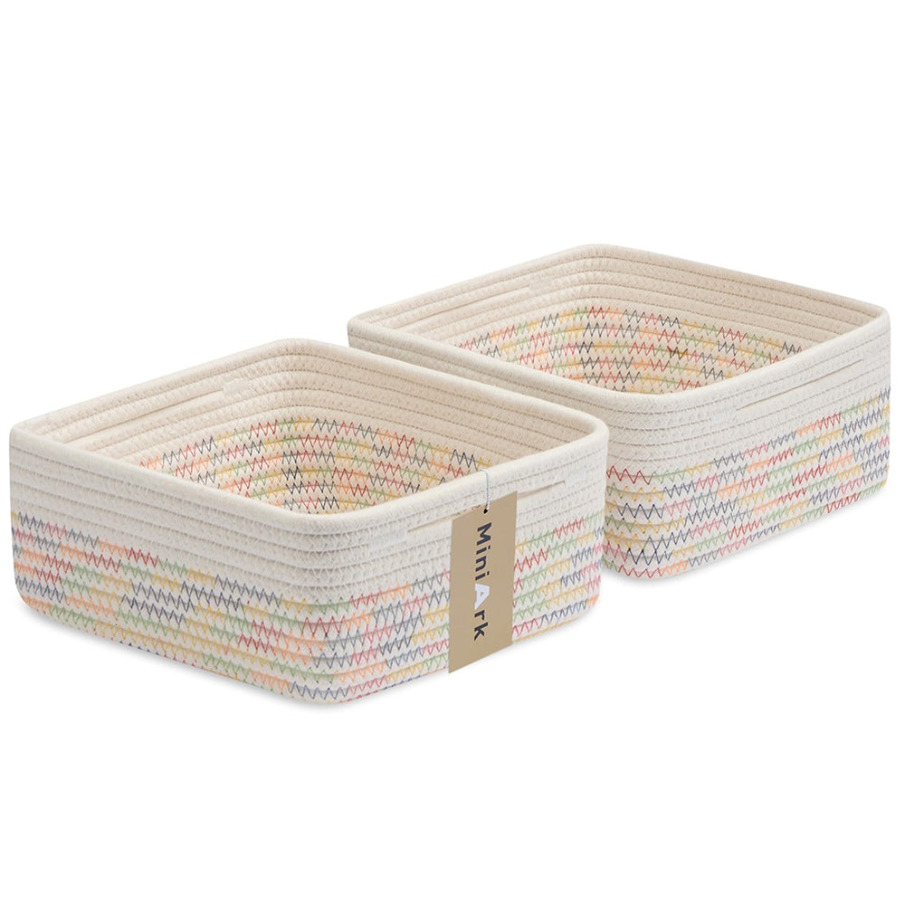 MiniArk small square shallow basket for remote storage, keeps living room tidy.