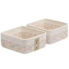 MiniArk small square shallow basket for remote storage, keeps living room tidy.