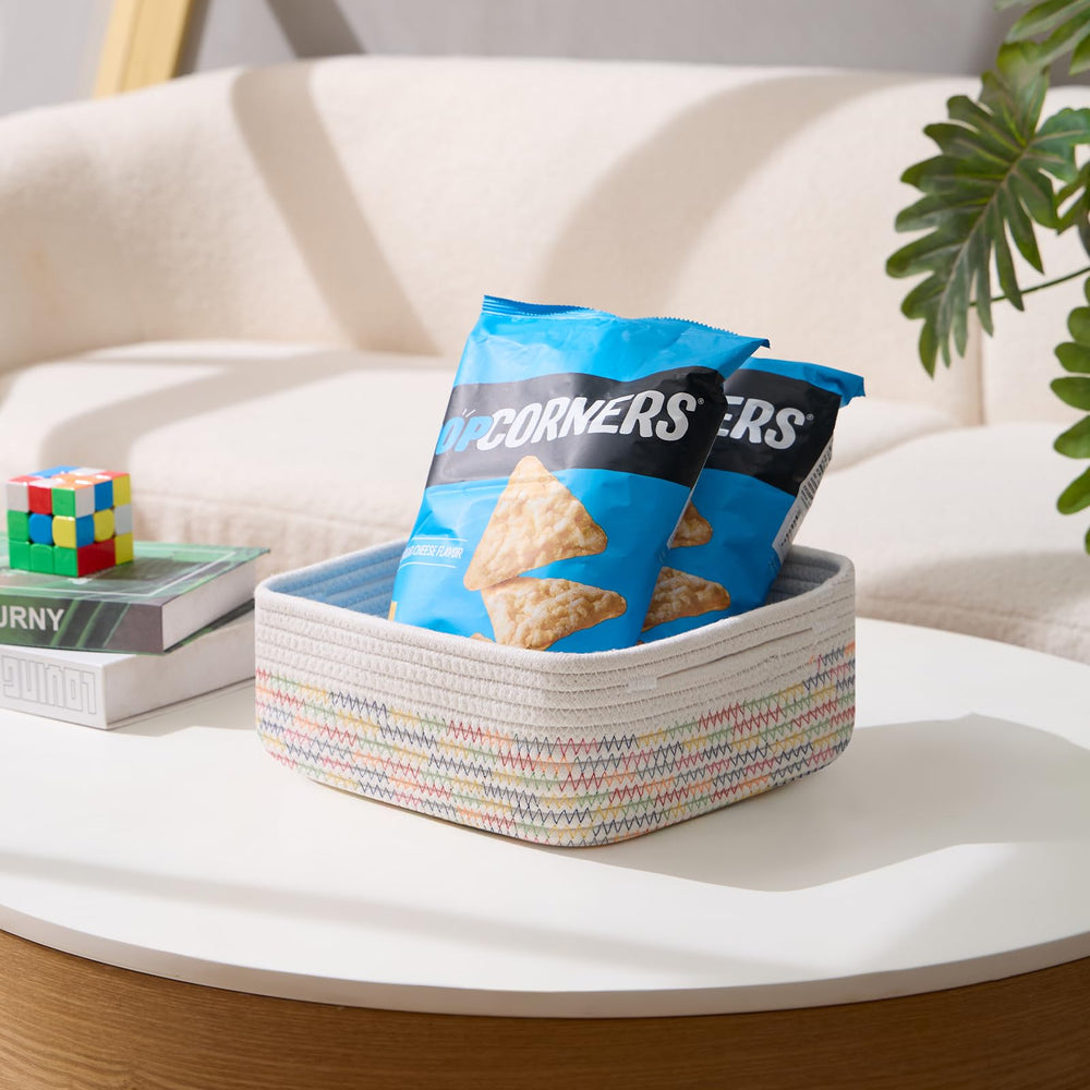 MiniArk small square shallow basket snack storage, pantry organization.