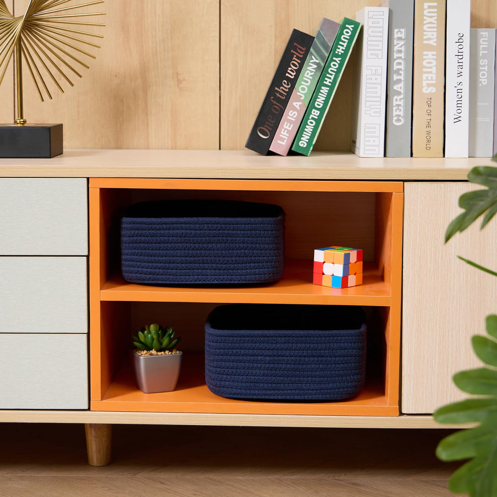 MiniArk navy cabinet sorting basket helps shelves stay organized