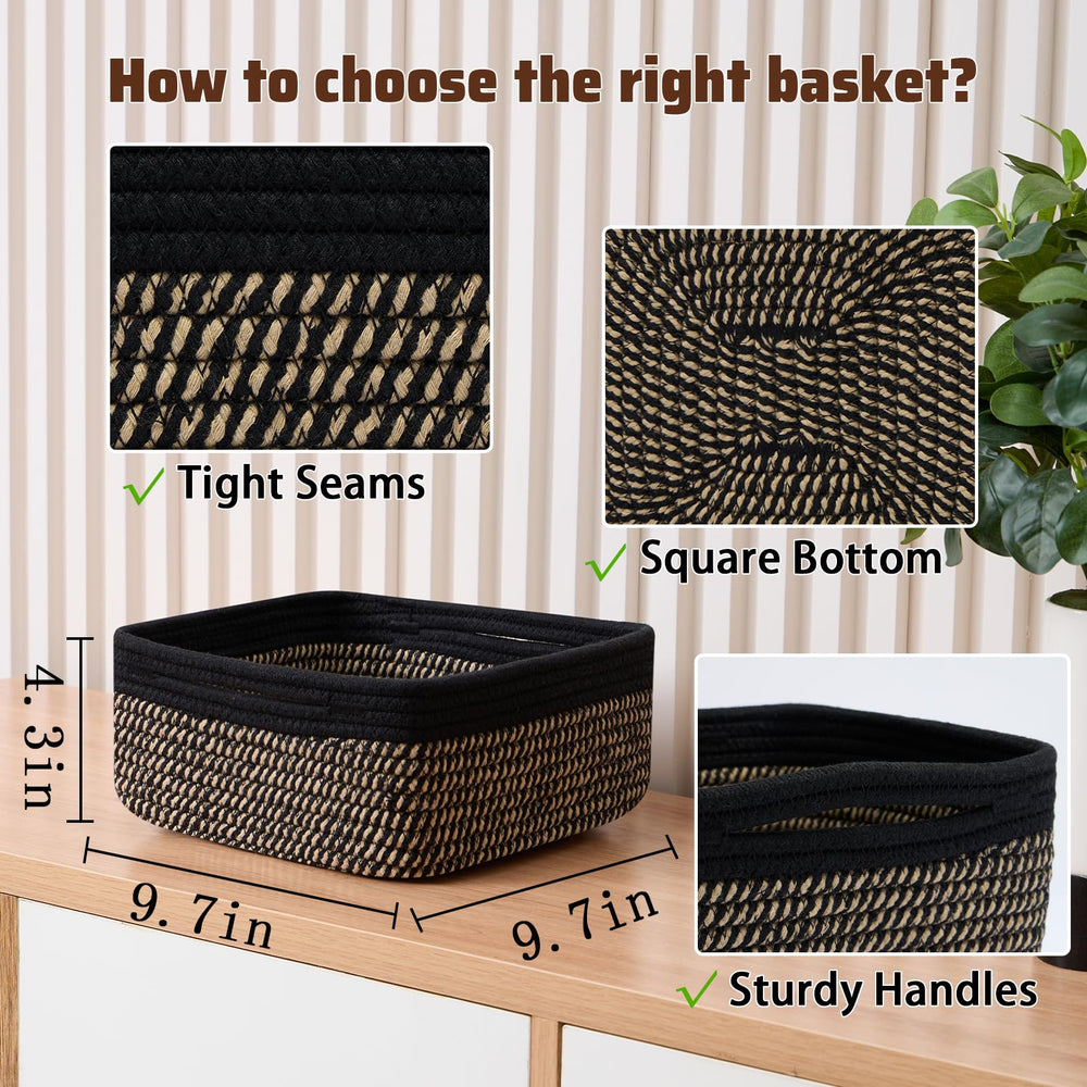MiniArk cosmetics basket adds order to vanity with durable cotton rope.