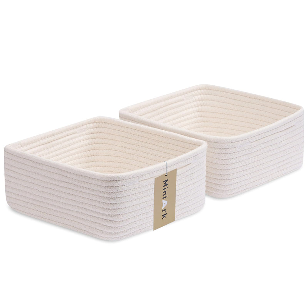 MiniArk small square shallow basket for remote storage, keeps remotes neatly organized.
